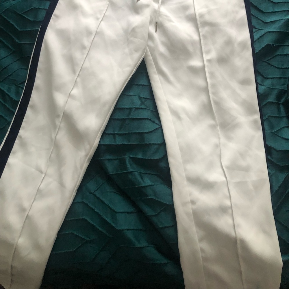 White Pull String Pants With Blue Stripe Down The… - image 2